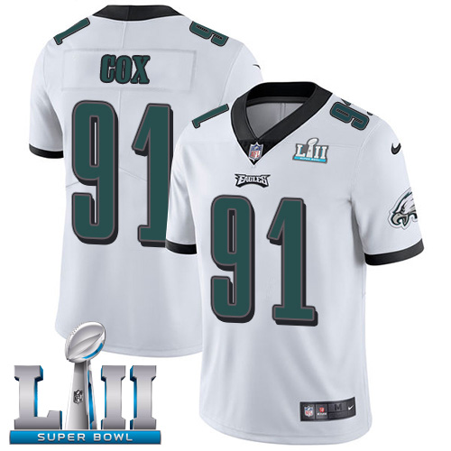 Nike Eagles #91 Fletcher Cox White Super Bowl LII Youth Stitched NFL Vapor Untouchable Limited Jersey
